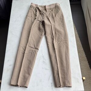 Giambattista Valli Silk Linen Wool Pants Taupe Italy Designer Trousers size XS